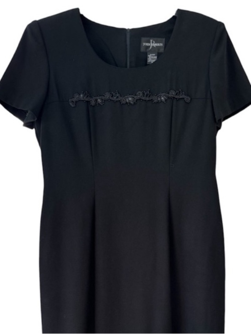 Vintage J Roberts Black Beaded Dress Formal Evening Cocktail 90s Maxi Size 14 - Picture 3 of 16